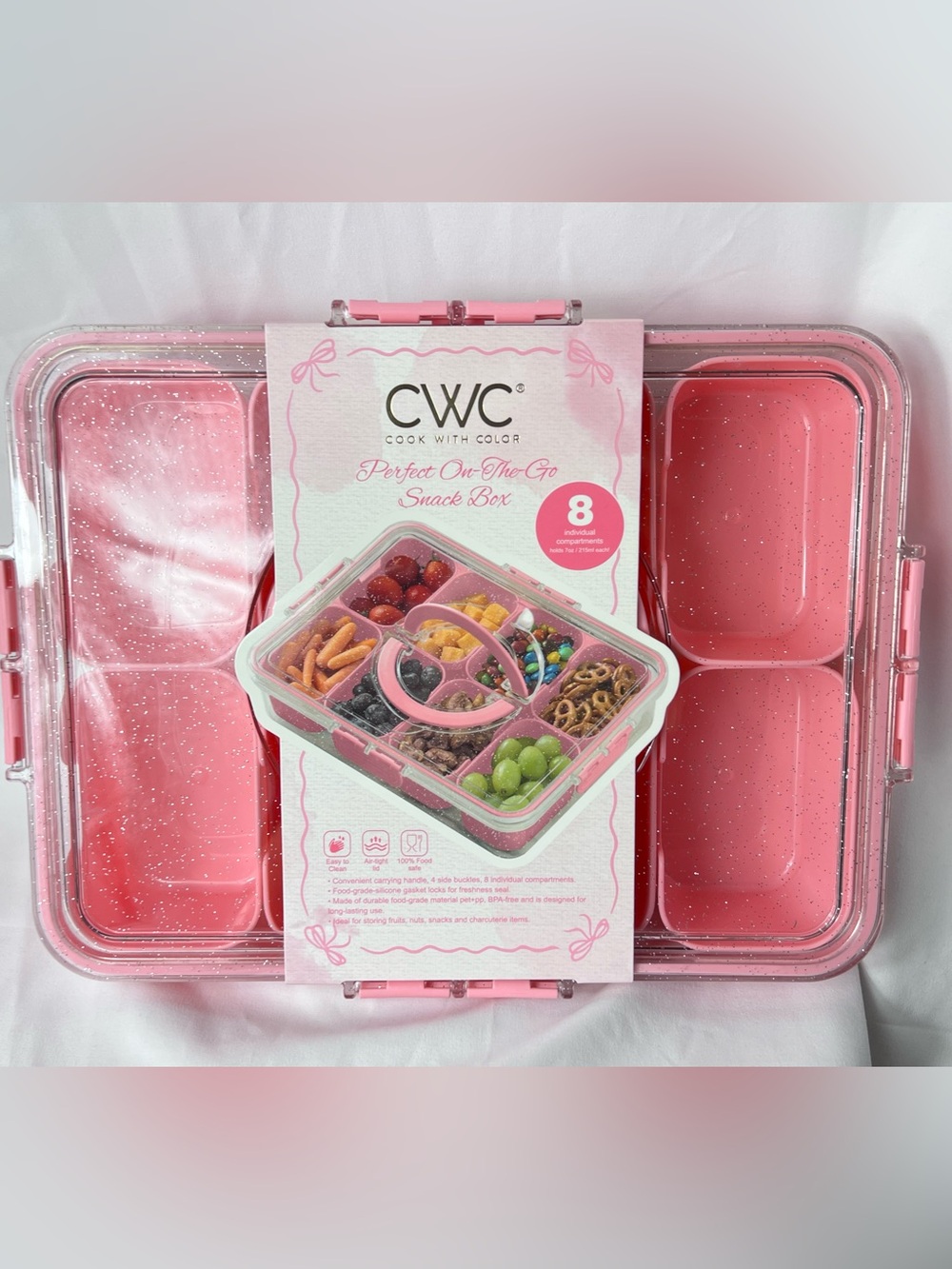 CWC Pink On-The-Go Snack Box - 8 Compartment